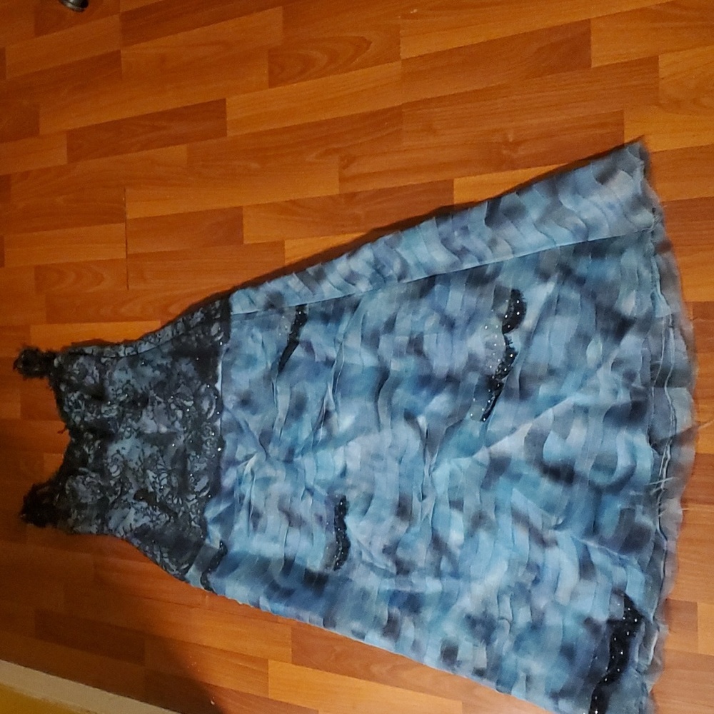 Neiman Marcus Blue and Black Lace Dress